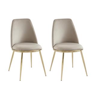 PASCAL MORABITO Lot de 2 chaises en velours et métal doré - Beige - NEBINA de Pascal MORABITO  
