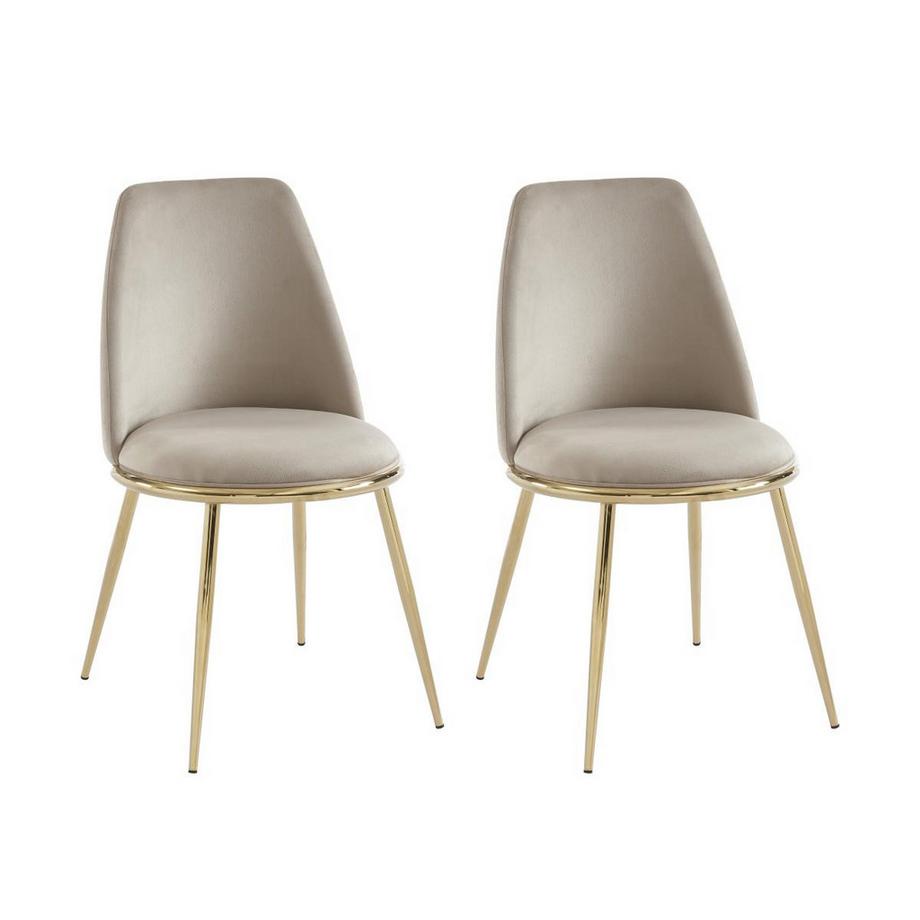 PASCAL MORABITO Lot de 2 chaises en velours et métal doré - Beige - NEBINA de Pascal MORABITO  