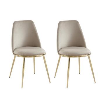 Lot de 2 chaises en velours et métal doré - Beige - NEBINA de Pascal MORABITO