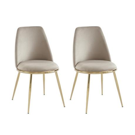 PASCAL MORABITO Lot de 2 chaises en velours et métal doré - Beige - NEBINA de Pascal MORABITO  