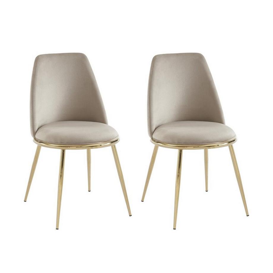 Lot de 2 chaises en velours et métal doré - Beige - NEBINA de Pascal MORABITO