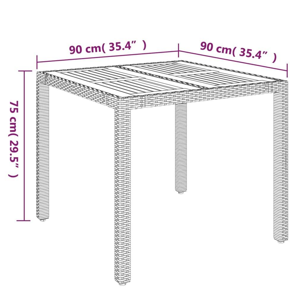 VidaXL Gartentisch mit holzplatte poly-rattan  