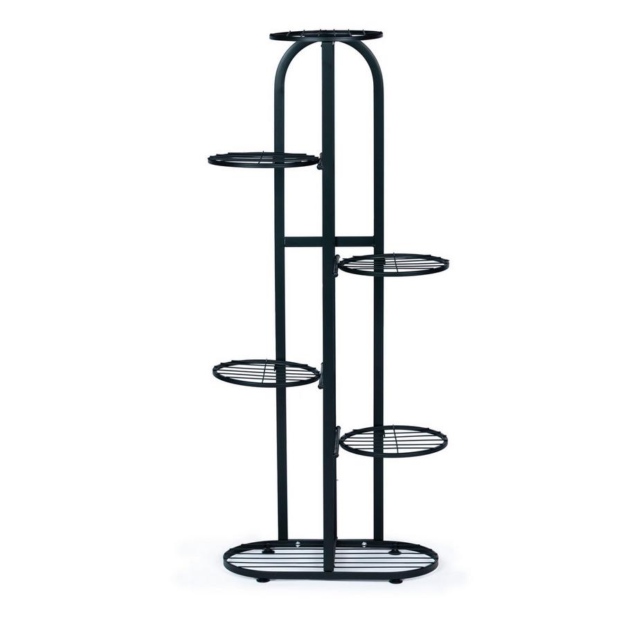 Northix Jardinière moderne en métal 6 niveaux noir  