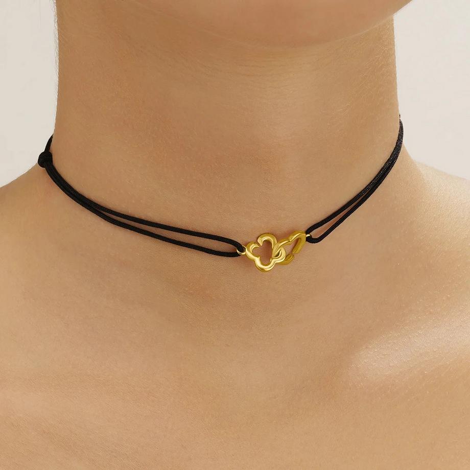 Charles Garnier  Ras de cou PASSION Cœur et Trèfle entrelacés en Argent Doré 