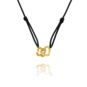 PASSION Halsband mit verschlungenem Herz und Kleeblatt aus goldenem Silber