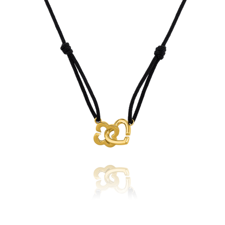 Charles Garnier  PASSION Halsband mit verschlungenem Herz und Kleeblatt aus goldenem Silber 