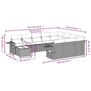 VidaXL Ensemble de canapés de jardin rotin synthétique  