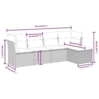 VidaXL Ensemble de canapés de jardin rotin synthétique  