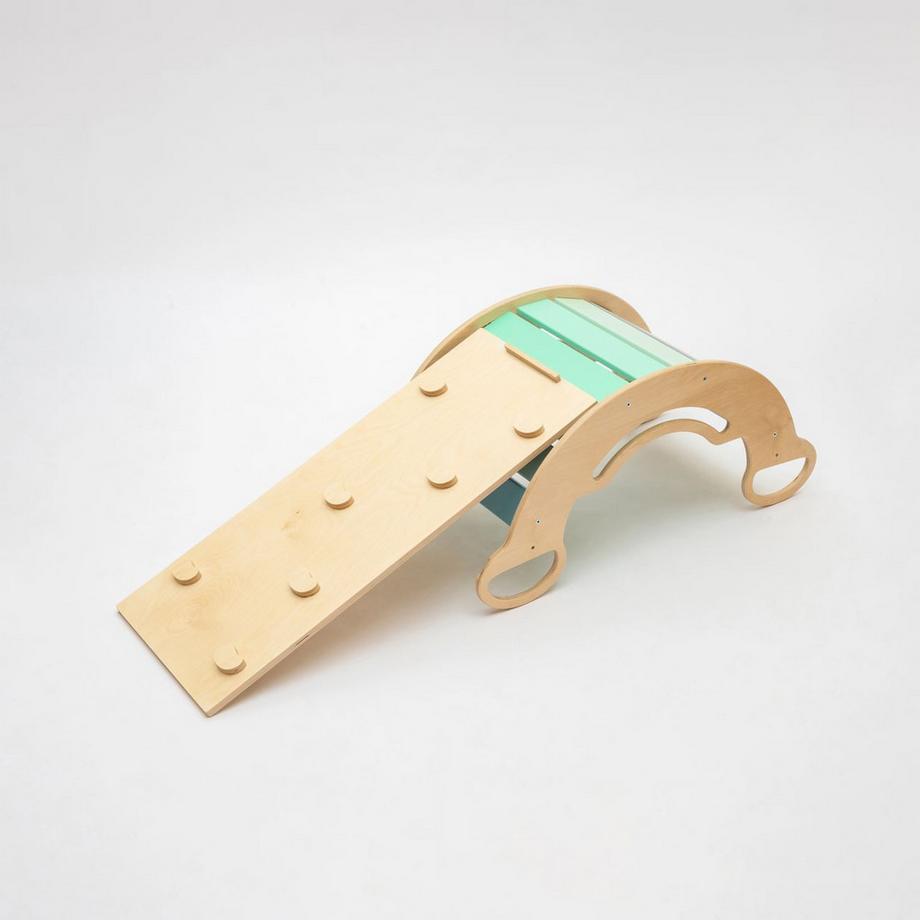 Montessori  Montessori® Set - Wippe / doppelseitiges Brett / Mini Stuhl - Minze 