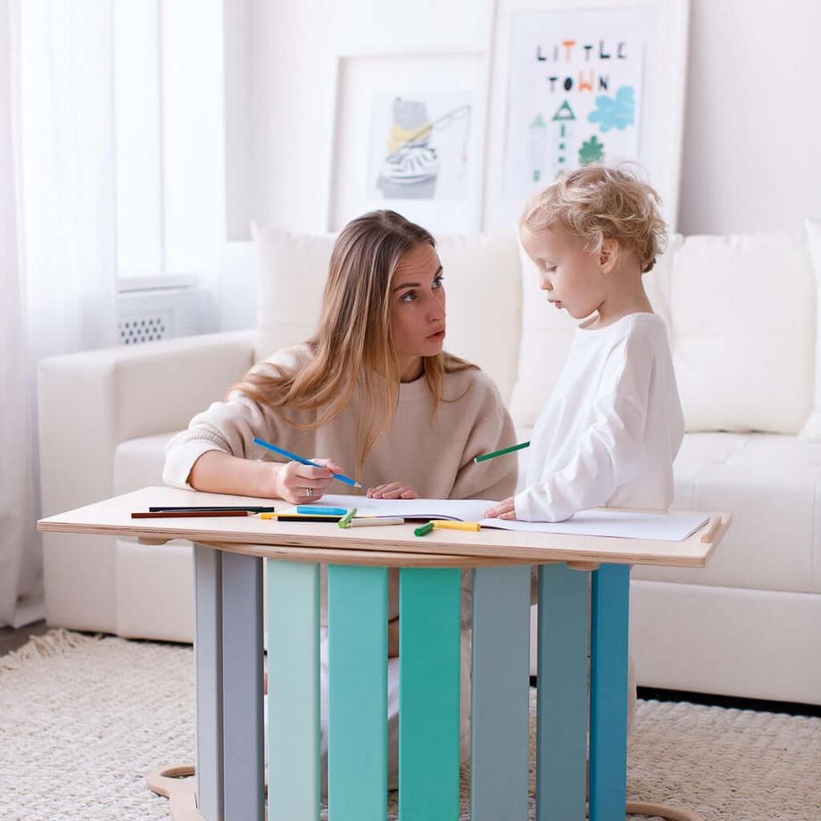 Montessori  Montessori® Set - Wippe / doppelseitiges Brett / Mini Stuhl - Minze 