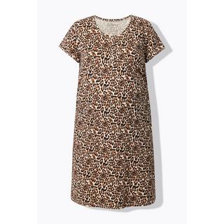 Ulla Popken Abito Bellieva Jersey Arricciatura Mezza Manica Cotone Biologico  