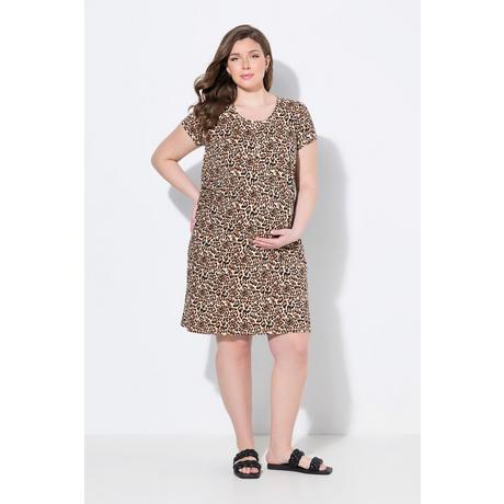 Ulla Popken Abito Bellieva Jersey Arricciatura Mezza Manica Cotone Biologico  