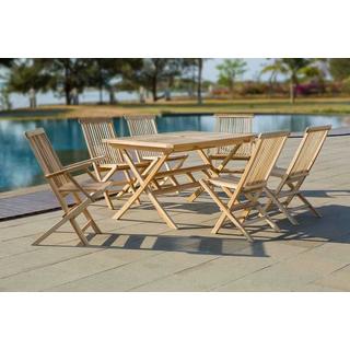 mutoni Salon de jardin teck 135x85 naturel (7 pièces)  