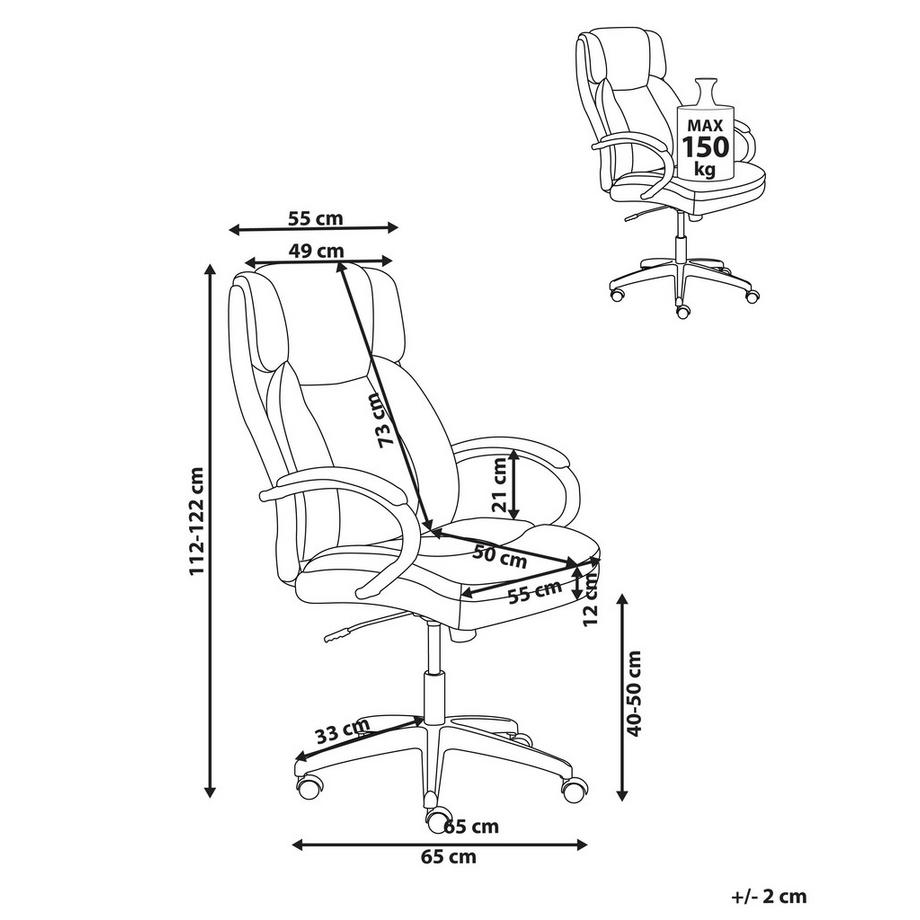 Beliani Fauteuil de bureau en Cuir PU  HONOR  