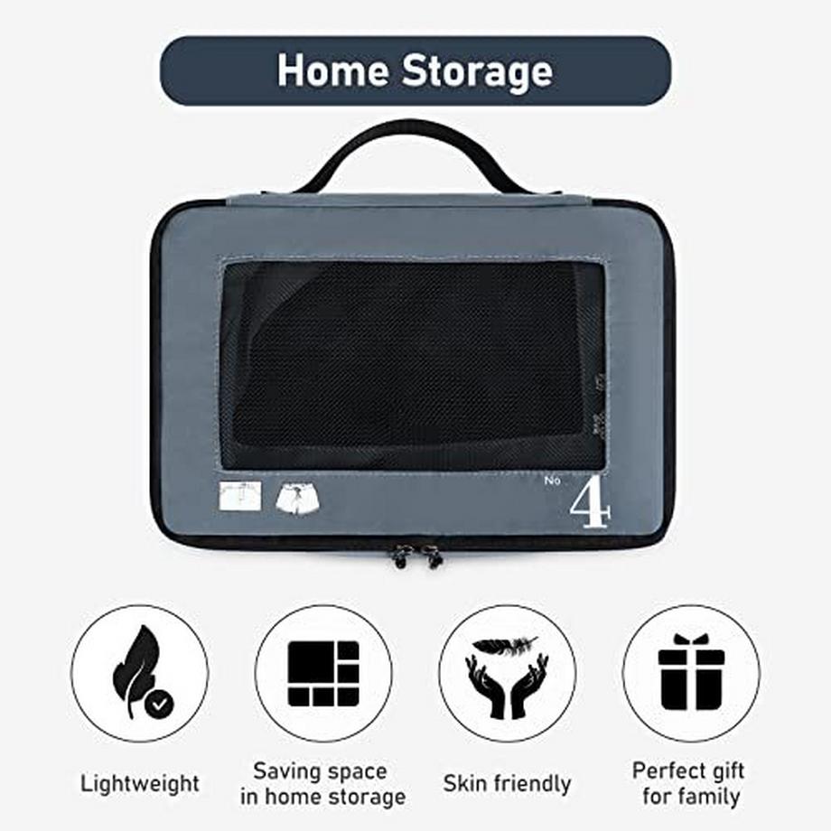 Only-bags.store  Kofferorganisator, Packwürfel, 7-teiliges Set, Packwürfel, recycelte Packsäcke für Haustiere, Kofferorganisator für Rucksack, Schuhsack, Kleidersäcke (grau) 