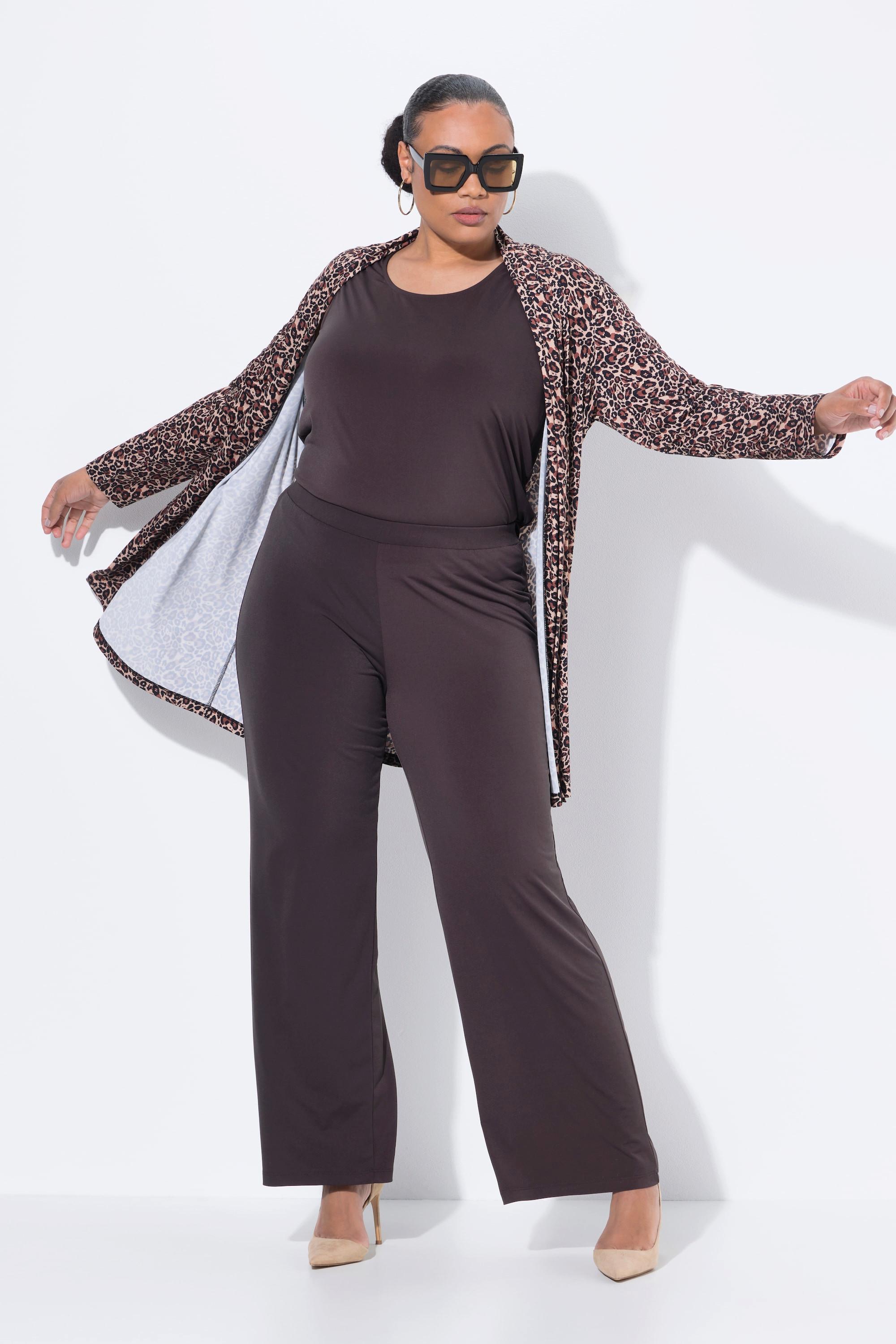 Ulla Popken Pantaloni Jersey Gamba Larga Vita Elastica  