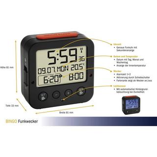 TFA Dostmann Radiocontrollato Sveglia Nero Tempi di allarme 2  