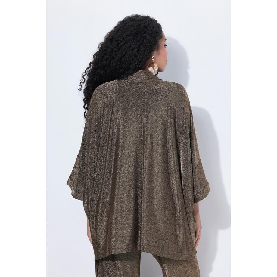 Ulla Popken Glitzer Oversized Rollkragen Halbarm Shirt  