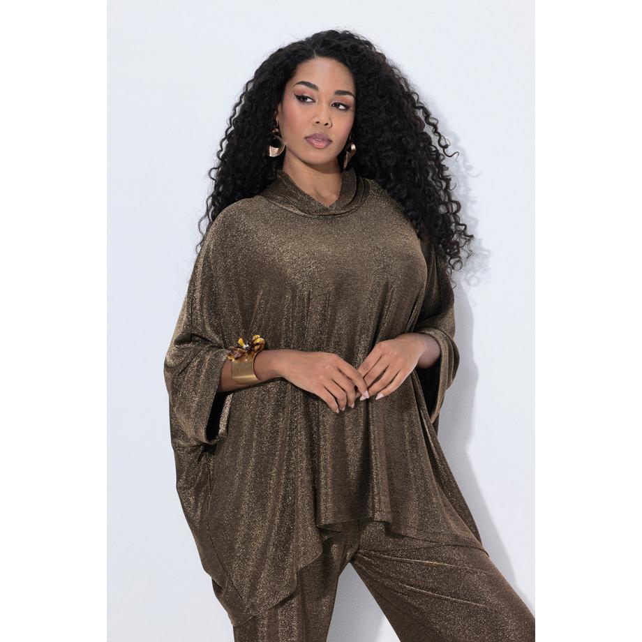 Ulla Popken Glitzer Oversized Rollkragen Halbarm Shirt  