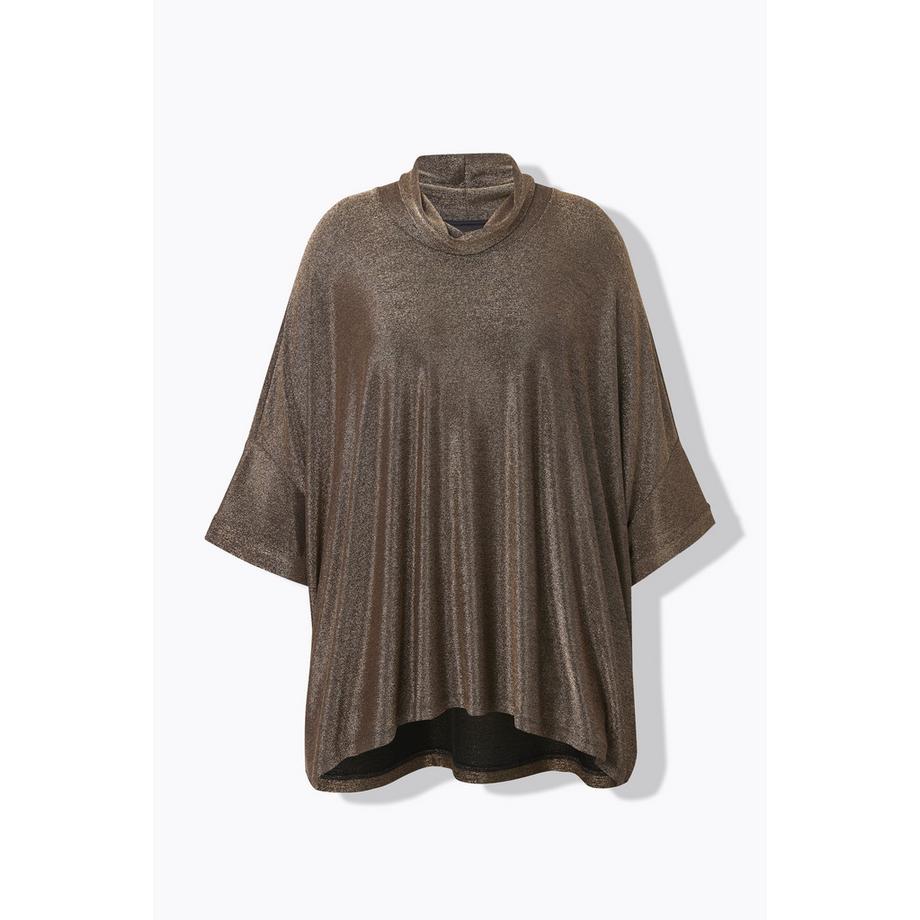 Ulla Popken Glitzer Oversized Rollkragen Halbarm Shirt  