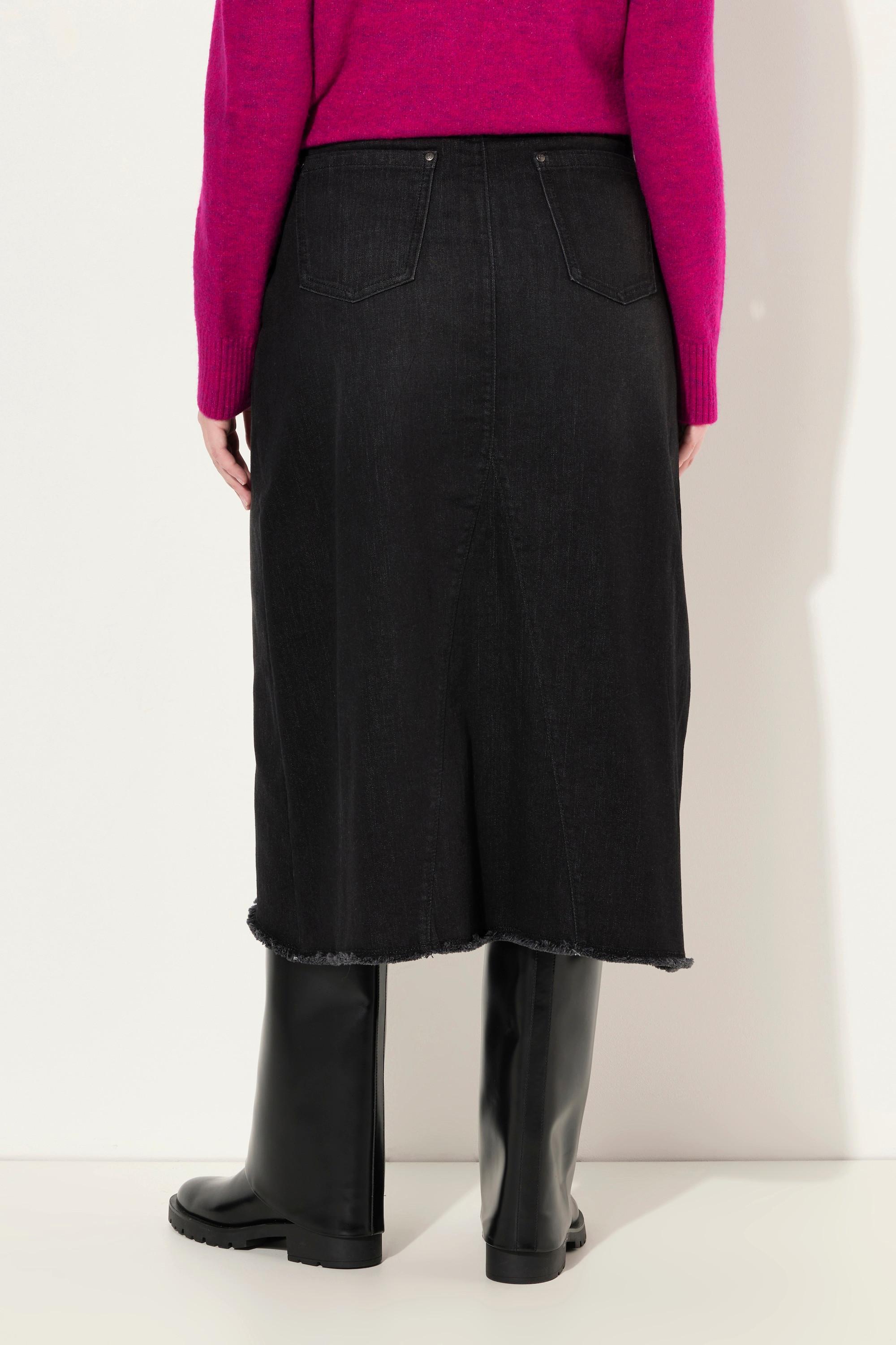 Ulla Popken Gonna di jeans Linea A Orlo Sfrangiato  