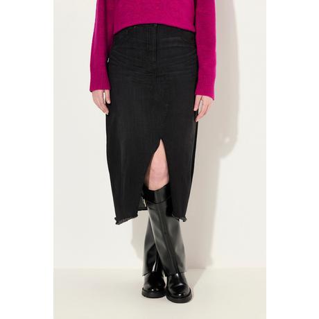 Ulla Popken Gonna di jeans Linea A Orlo Sfrangiato  