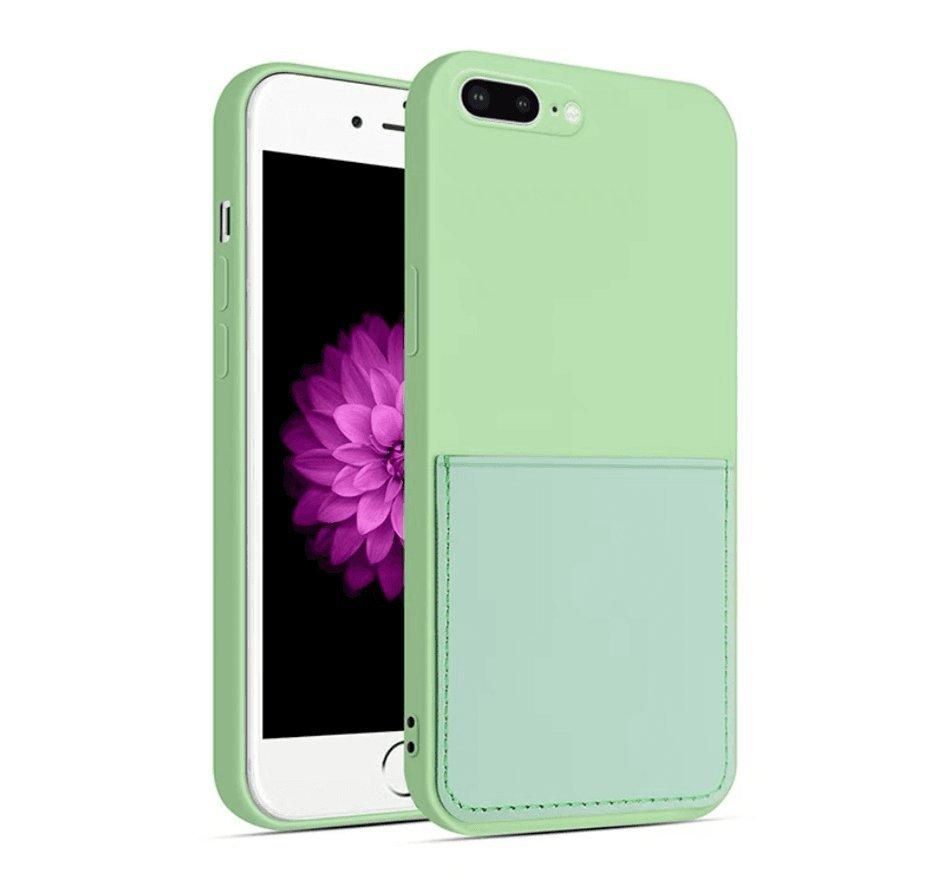 mobileup  Silikon Case mit Kartenfach iPhone 7 Plus / 8 Plus - Green 