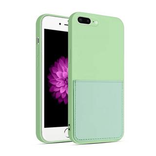 mobileup  Silikon Case mit Kartenfach iPhone 7 Plus  8 Plus - Green 