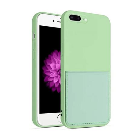 mobileup  Silikon Case mit Kartenfach iPhone 7 Plus  8 Plus - Green 