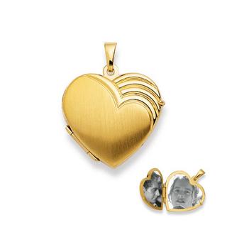 MUAU Schmuck  Pendentif médaillon coeur or jaune 750, 26x22mm 