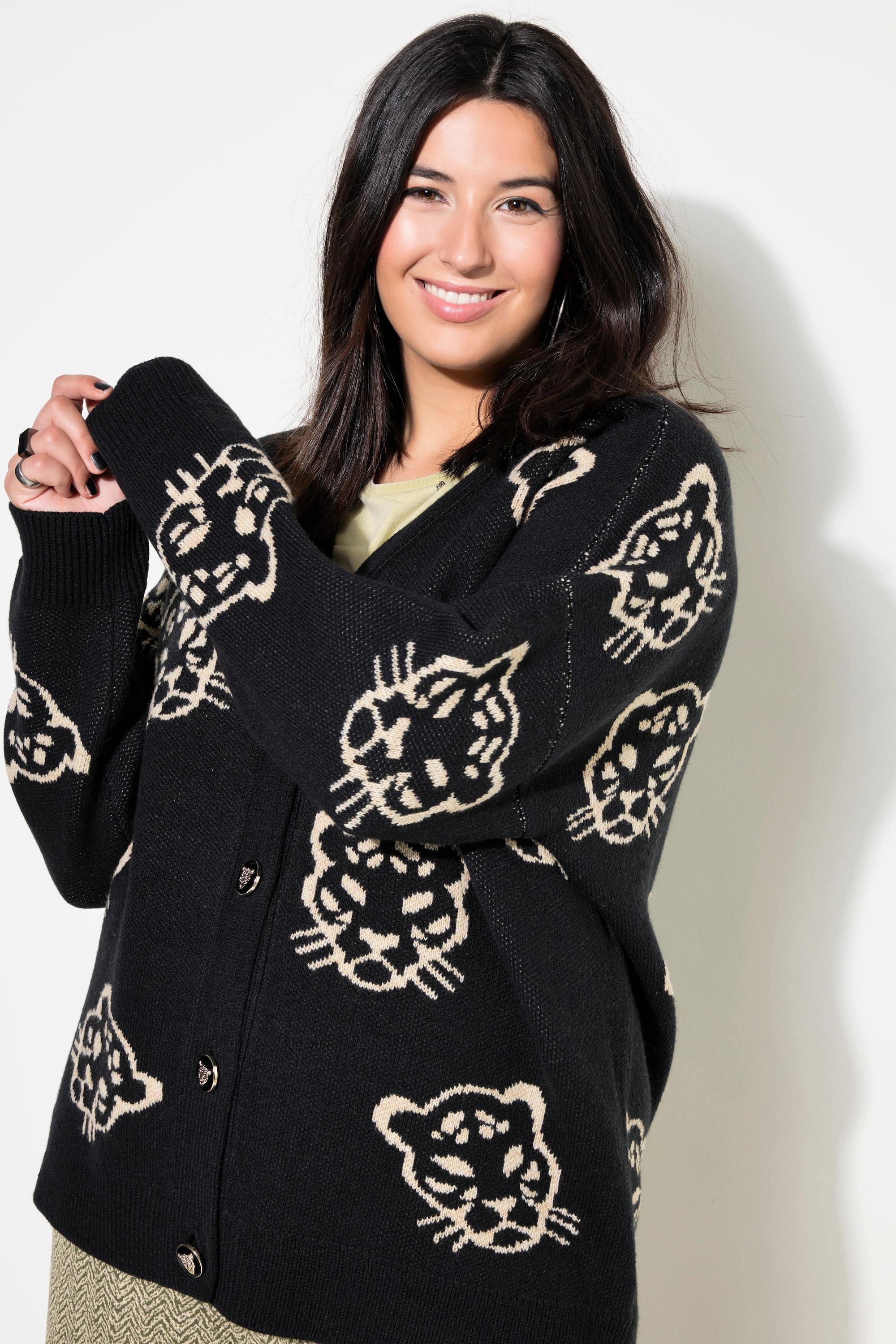 Studio Untold  Cardigan dal taglio oversize con bottoni leopardati 