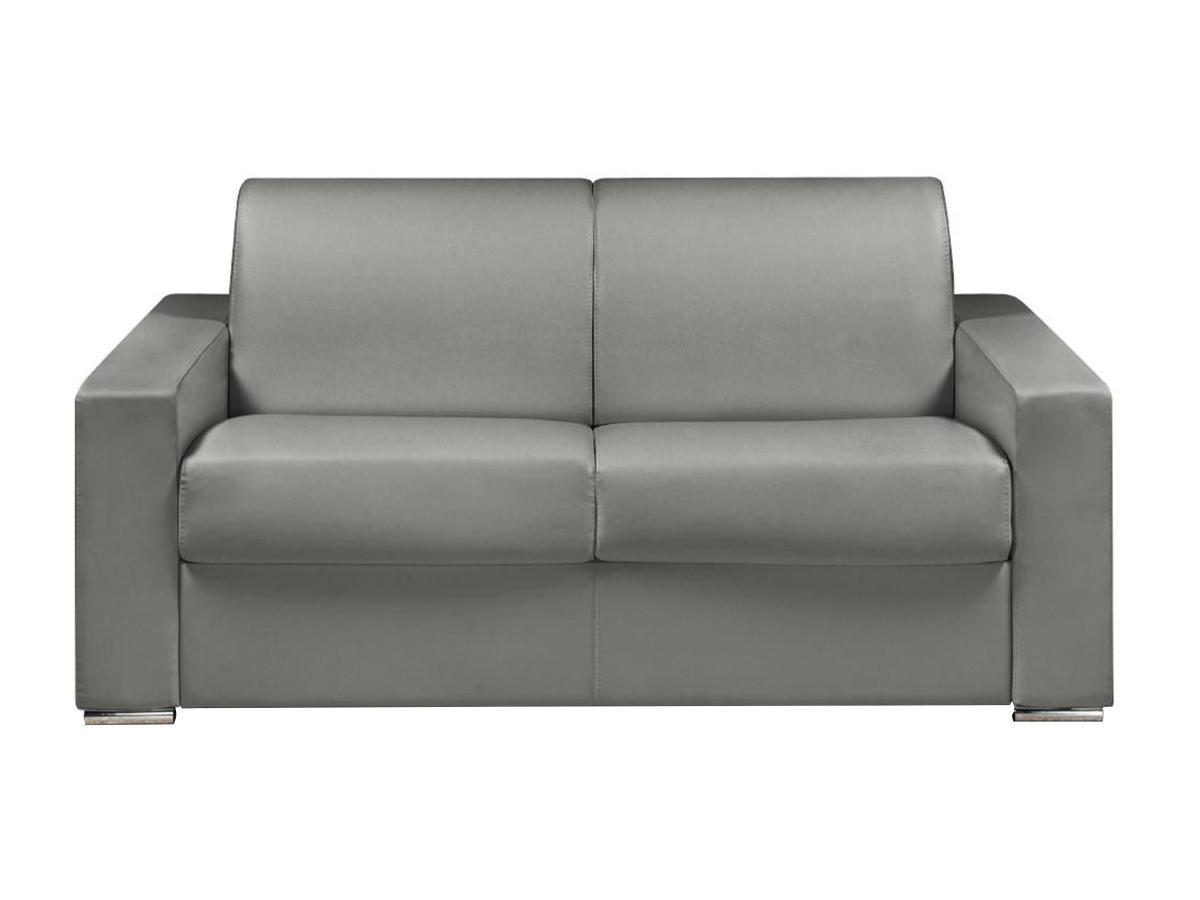 LINEA SOFA Canapé 2 places convertible express en simili gris - Couchage lattes larges 120 cm - Matelas 16 cm avec mousse à mémoire de forme CALITO  