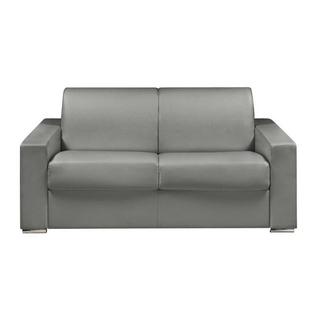 LINEA SOFA Canapé 2 places convertible express en simili gris - Couchage lattes larges 120 cm - Matelas 16 cm avec mousse à mémoire de forme CALITO  