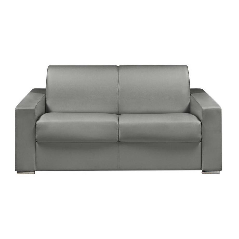 Vente-unique Divano letto 2p. ribalta Doghe larghe 120cm Mater. 16cm Memory foam - in Similpelle Grigio - CALITO  