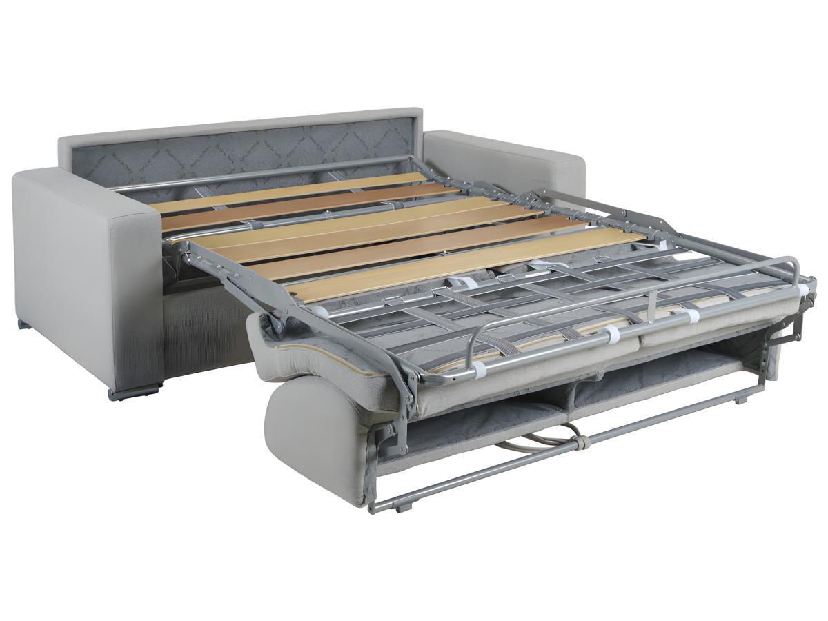 LINEA SOFA Canapé 2 places convertible express en simili gris - Couchage lattes larges 120 cm - Matelas 16 cm avec mousse à mémoire de forme CALITO  