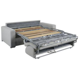 LINEA SOFA Canapé 2 places convertible express en simili gris - Couchage lattes larges 120 cm - Matelas 16 cm avec mousse à mémoire de forme CALITO  
