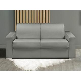 LINEA SOFA Canapé 2 places convertible express en simili gris - Couchage lattes larges 120 cm - Matelas 16 cm avec mousse à mémoire de forme CALITO  