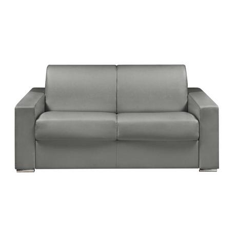 LINEA SOFA Canapé 2 places convertible express en simili gris - Couchage lattes larges 120 cm - Matelas 16 cm avec mousse à mémoire de forme CALITO  