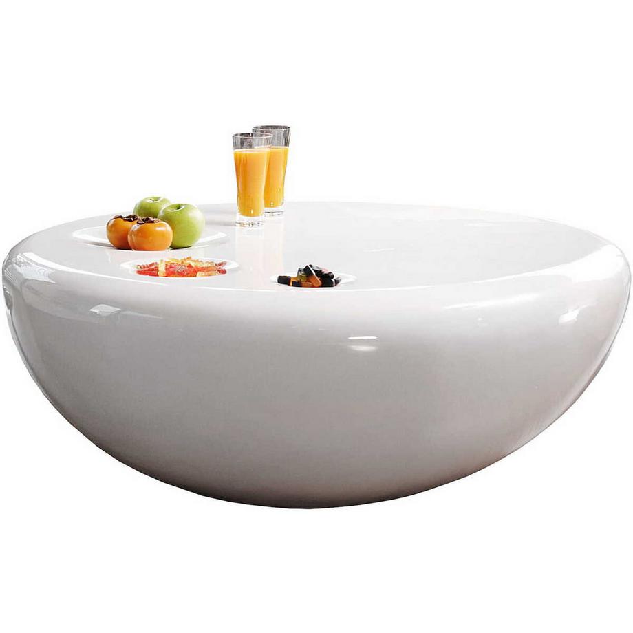 mutoni Tavolino 100x100 rotondo in vetroresina bianca  