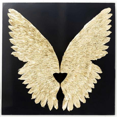 KARE Design Décoration murale Wings Gold Black 120x120cm  