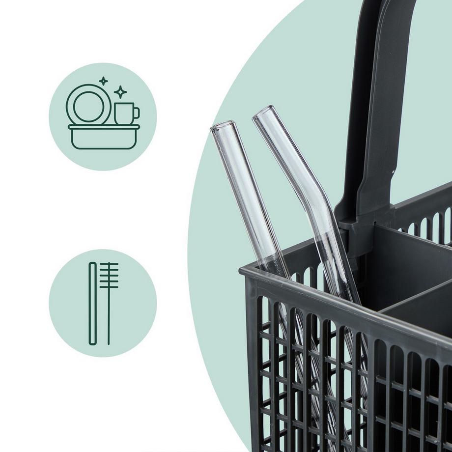 B2X Trinkglas mit Bambusdeckel, 4er-Pack  