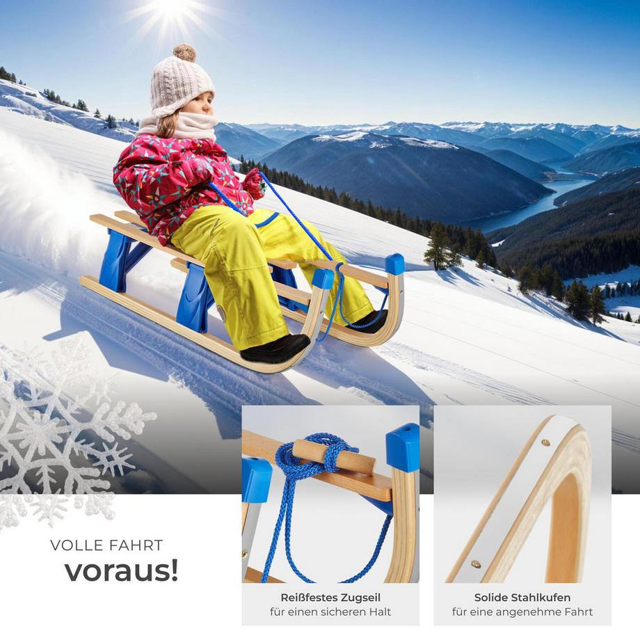 Tectake  Holzschlitten Jeffrey klappbar aus Buchenholz und Kunststoff 