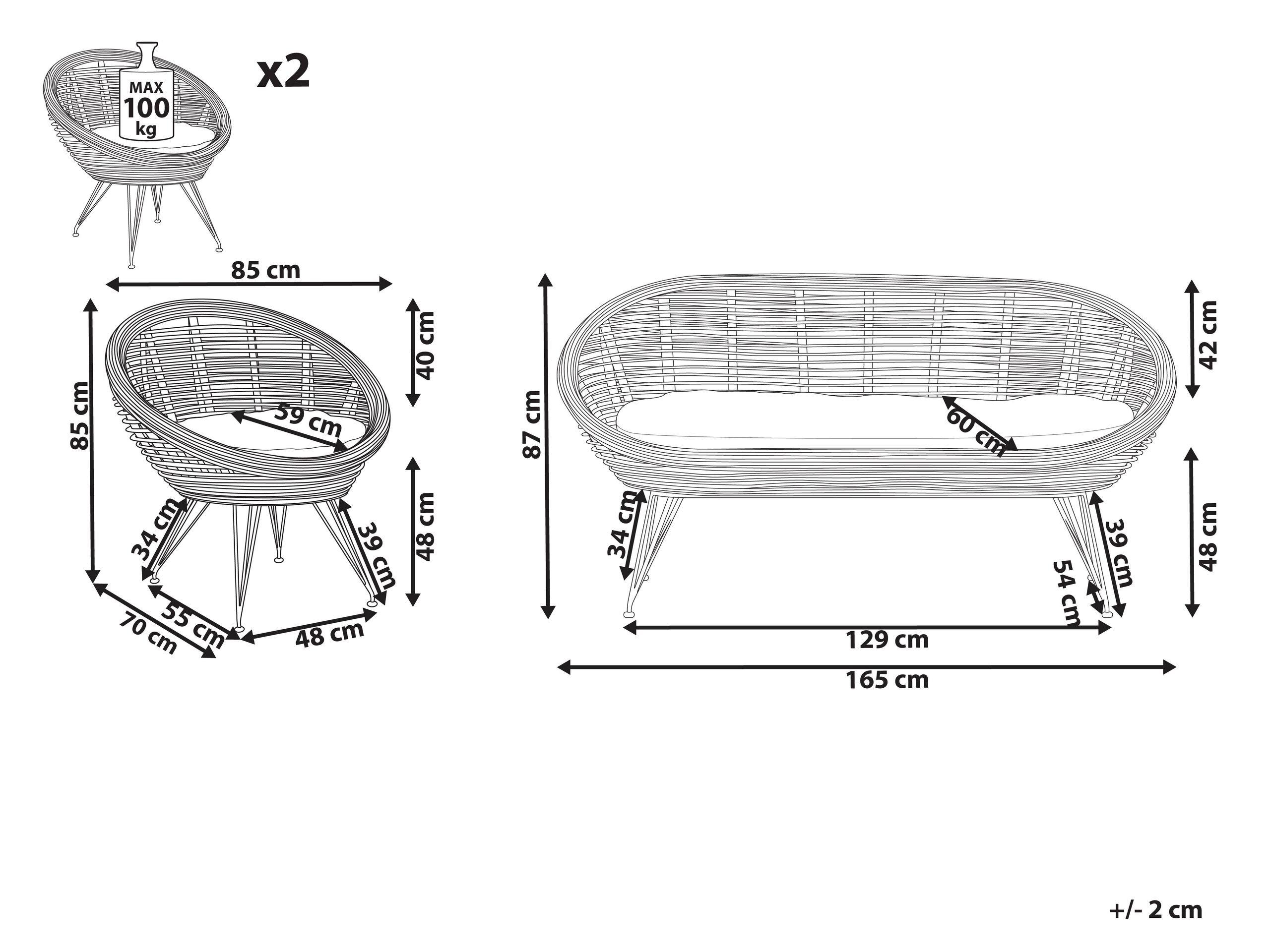 Beliani Garten Lounge aus Rattan Boho MARATEA  