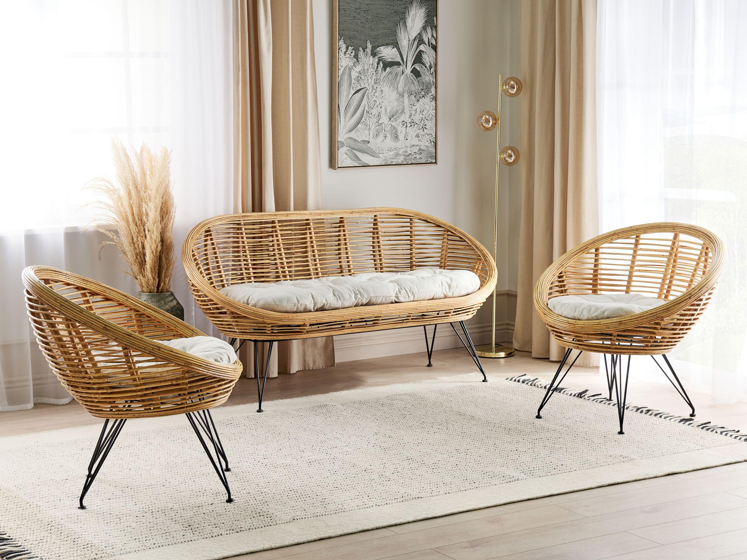 Beliani Garten Lounge aus Rattan Boho MARATEA  