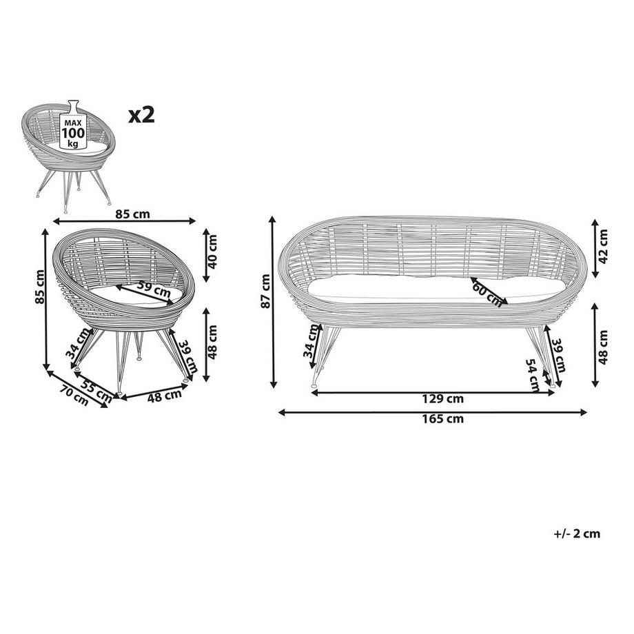 Beliani Garten Lounge aus Rattan  MARATEA  