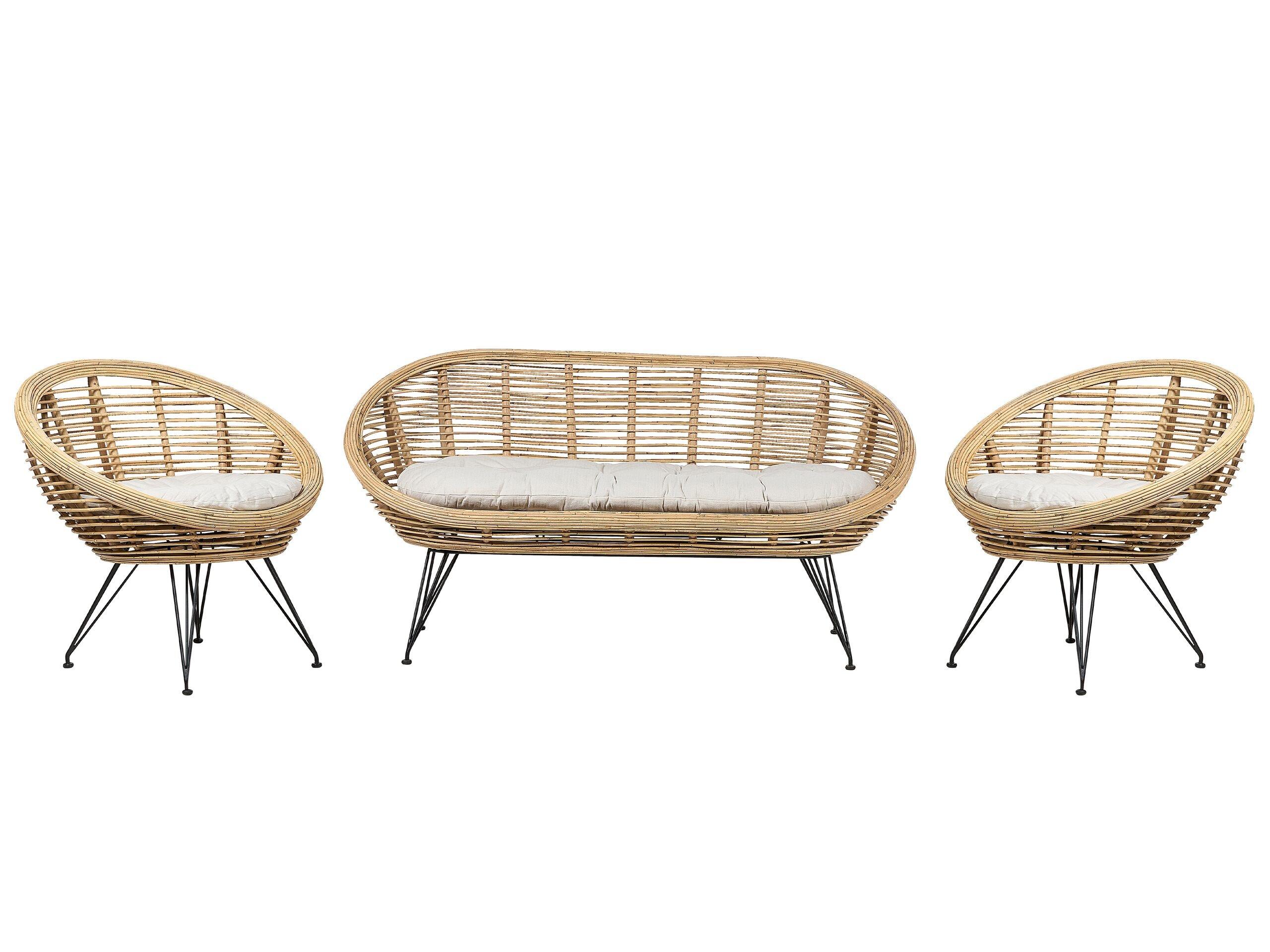 Beliani Garten Lounge aus Rattan Boho MARATEA  