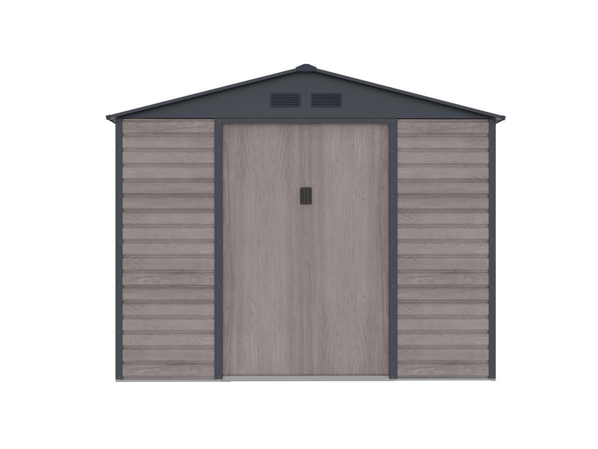 Vente-unique Gartenhaus Gerätehaus - 7,17 m² - Stahl - Holz-Optik - Grau - ADELMO  