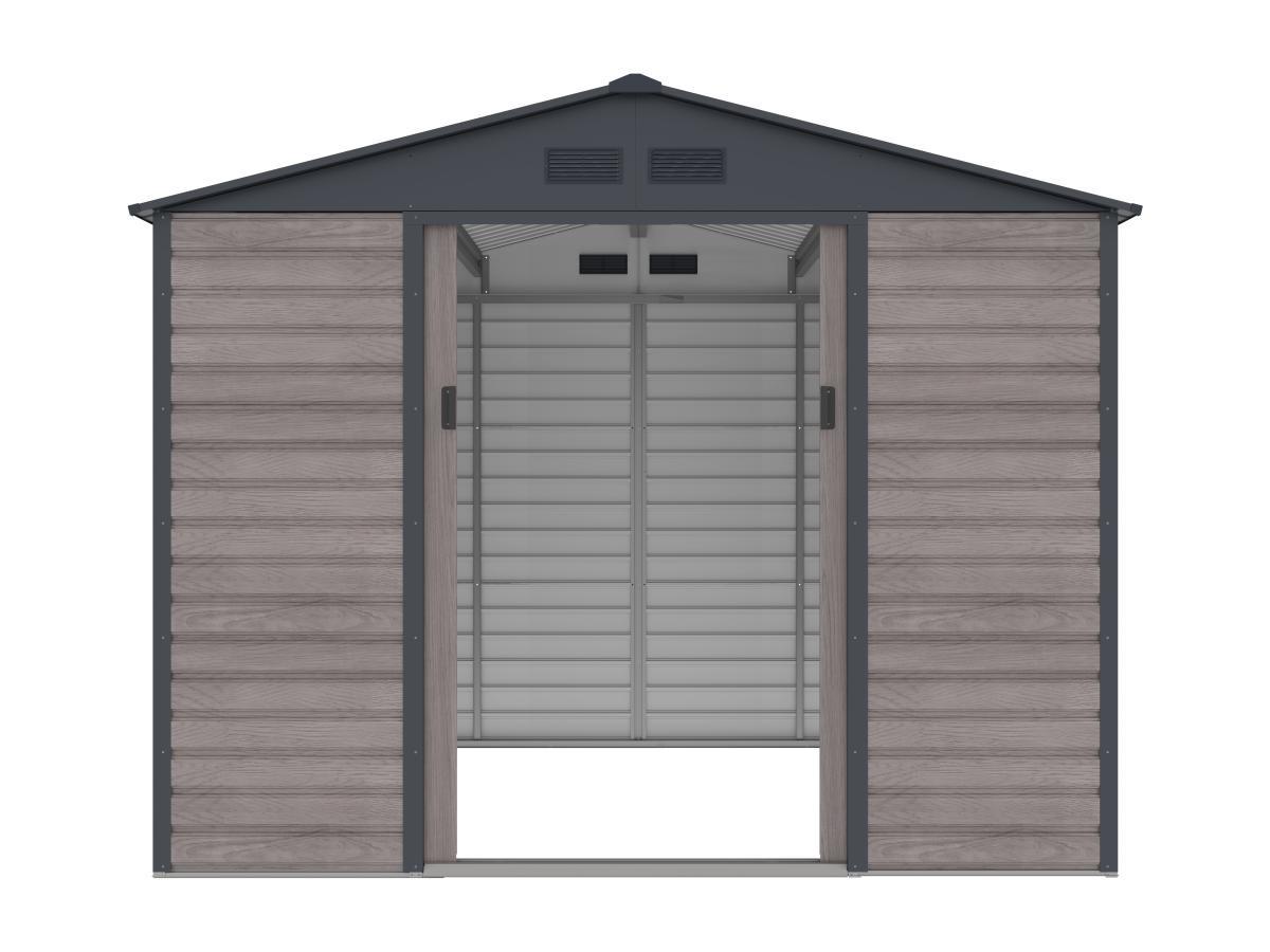 Vente-unique Gartenhaus Gerätehaus - 7,17 m² - Stahl - Holz-Optik - Grau - ADELMO  