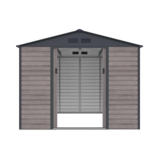 Vente-unique Gartenhaus Gerätehaus - 7,17 m² - Stahl - Holz-Optik - Grau - ADELMO  