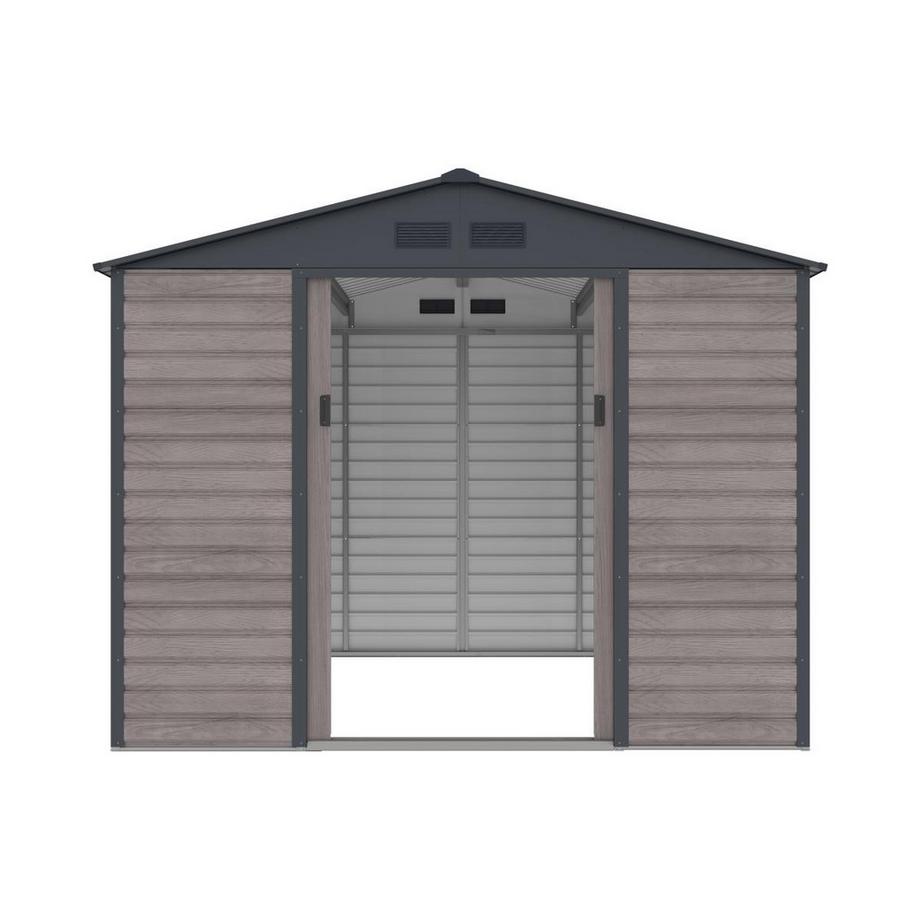 Vente-unique Abri de jardin métal en acier galvanisé effet bois gris 7,17 m² - ADELMO  